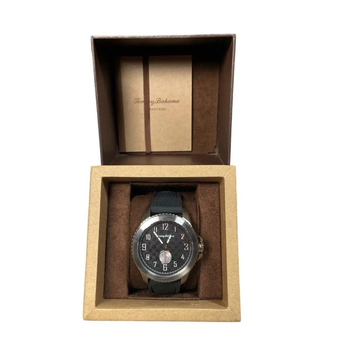 Men’s Tommy Bahama Kona Grand Prix Sub-second Watch Silicone Black