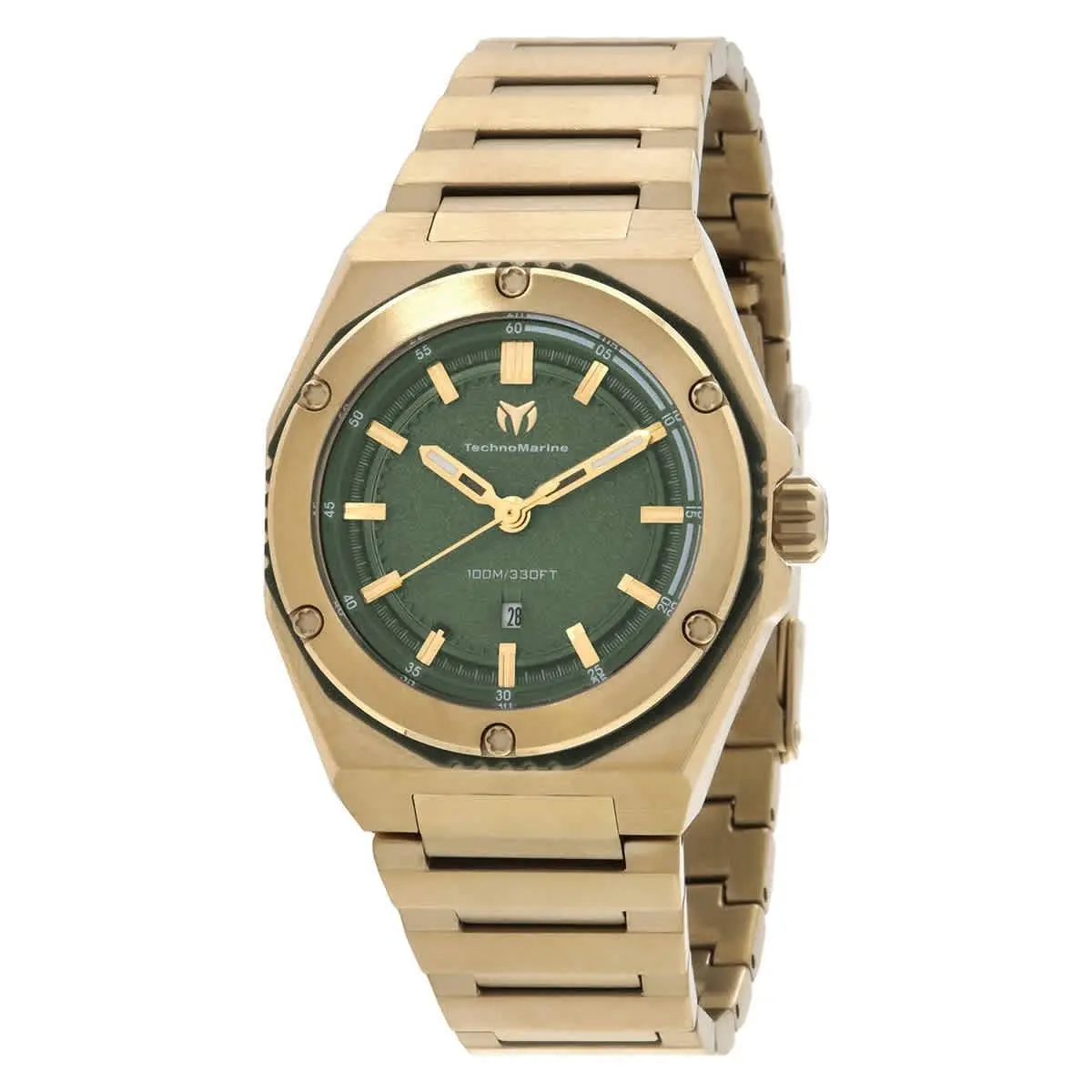 Technomarine TM-416044 Coral Olive Green Dial 36 mm Women`s Watch - Gold-tone, Dial: Olive Green, Band: Gold-tone