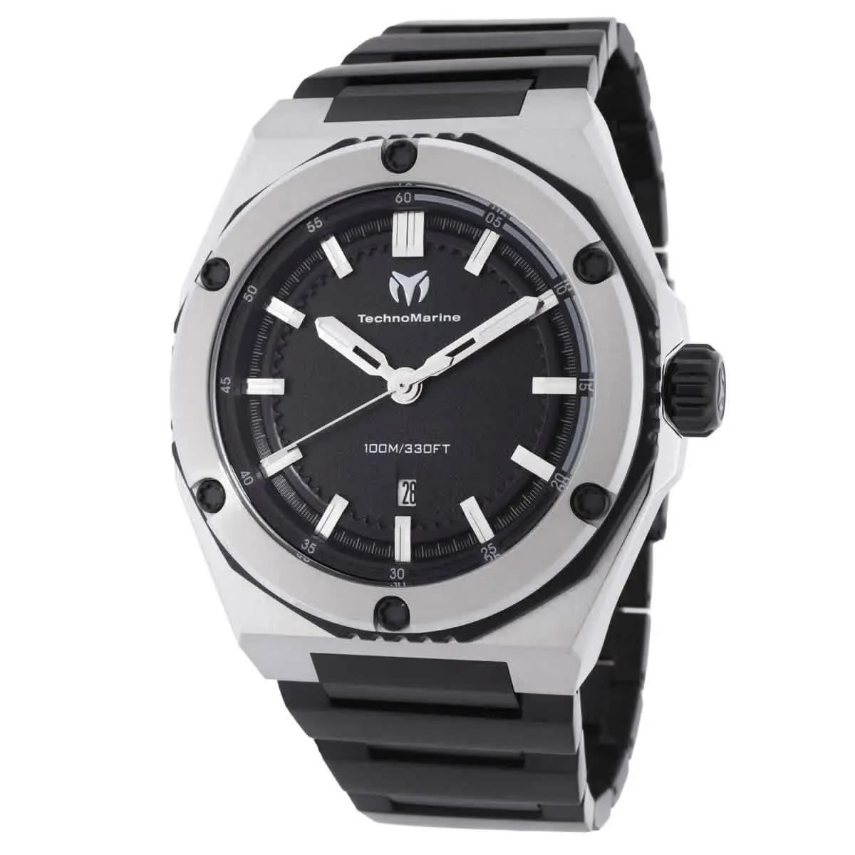 Technomarine TM-416089 Coral Black Dial 45 mm Men`s Watch - Black, Dial: Black, Band: Black