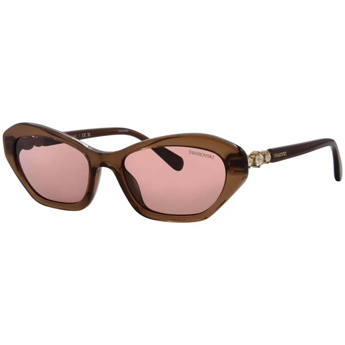 SK6048 108473 Sunglasses Women`s Transparent Brown/brown 54mm by Swarovski