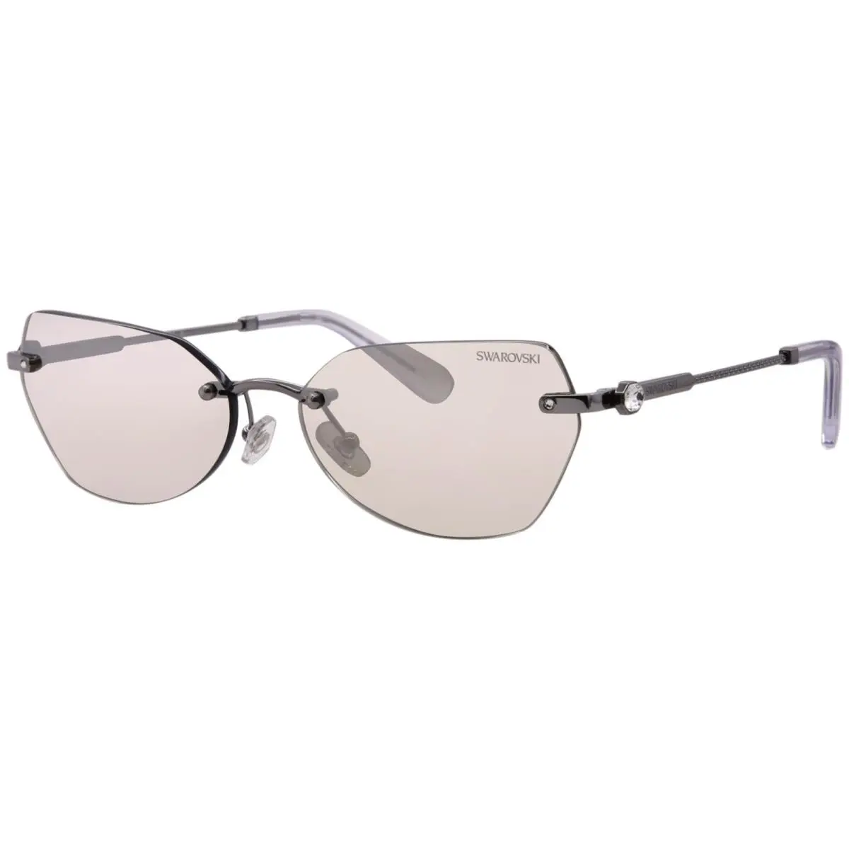 Swarovski SK7038 40096G Sunglasses Women`s Gunmetal/silver Mirror Rimless 58mm