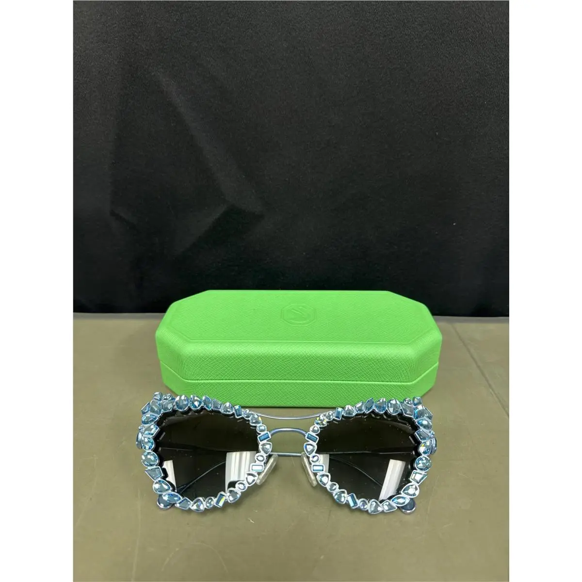 Swarovski Women`s Gradient Sunglasses with Crystals Clip-on SK7011 - Blue - 56m