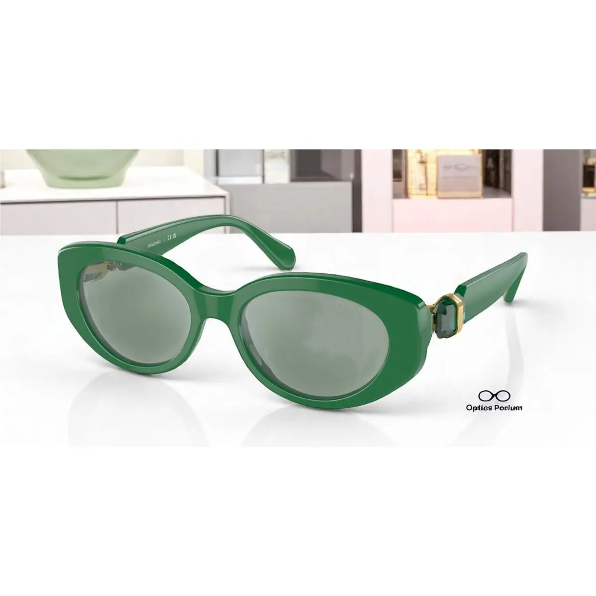 Swarovski SK6002 10079C Dark Green Azure Mirror Silver 53 mm Women`s Sunglasses