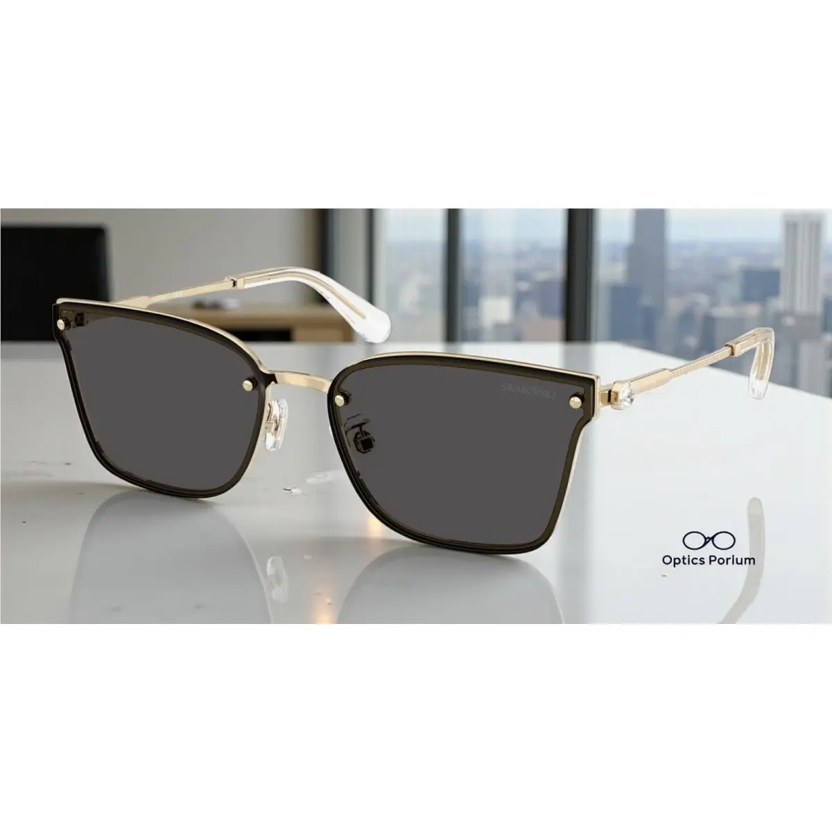 Swarovski SK7036D 401387 Pale Gold Dark Grey 62 mm Women`s Sunglasses
