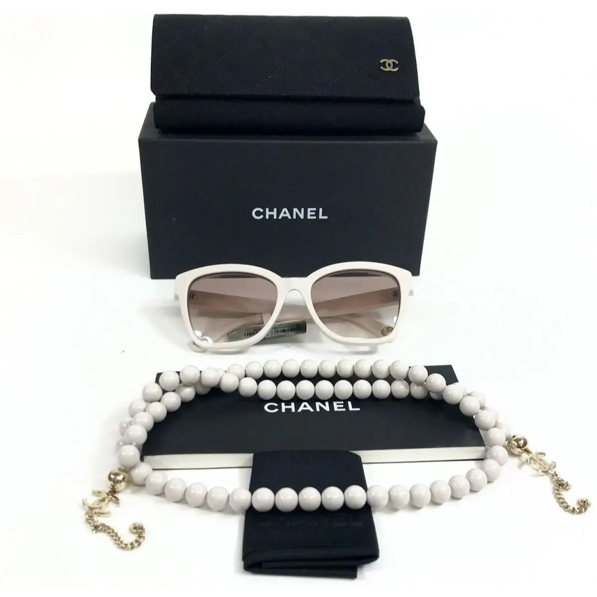 Chanel Sunglasses 5487-A c.1697/13 Beige Gold Asian Fit Frames with Ball Cha