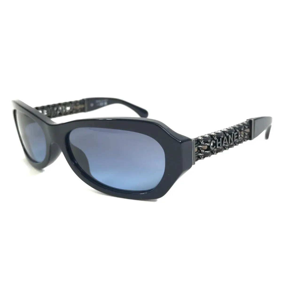Chanel Sunglasses 5537-Q-A c.1725/S2 Blue Vendome Woven Leather with Blue Lenses