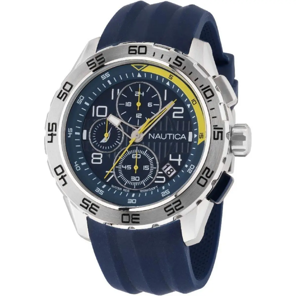 Nautica NAPNSS301 Men`s Sporty Nst Chronograph 47mm Blue Strap Watch