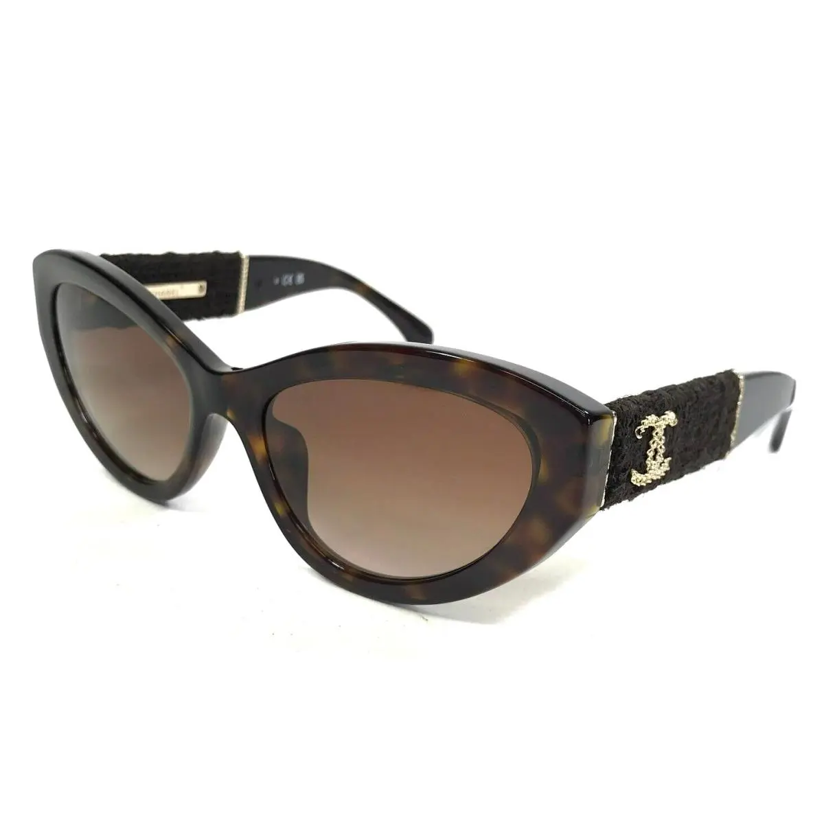Chanel Sunglasses 5513-A c.714/S5 Tortoise Tweed Cat Eye Frames w/ Brown Lenses