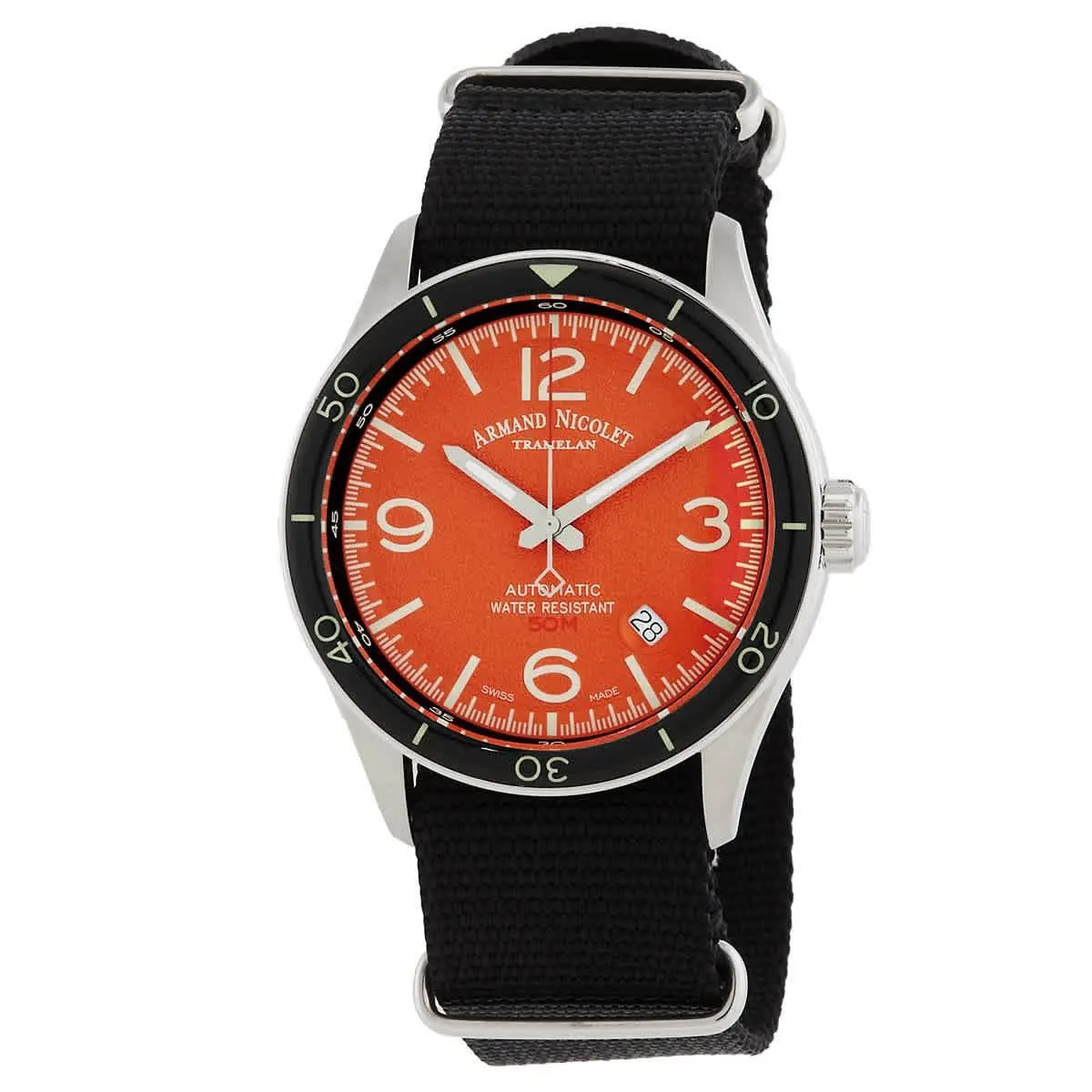 Armand Nicolet M2H Automatic Orange Dial Men`s Watch A740HNA-OR-BN22481AANN