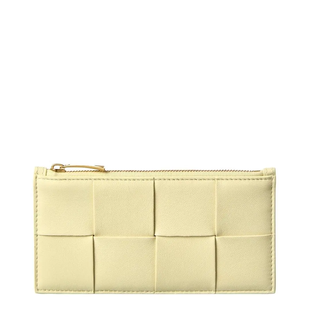 Bottega Veneta Intrecciato Leather Card Case Women`s Yellow