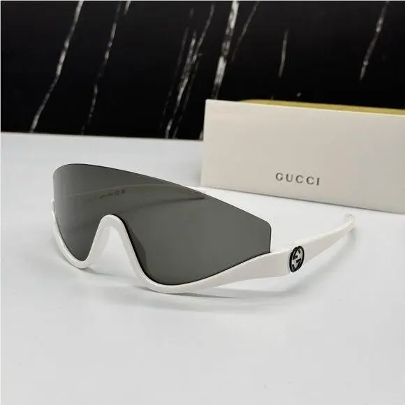 GG1650S 007 Unisex Shield Sunglasses Gray White Mask Eyewear  by Gucci