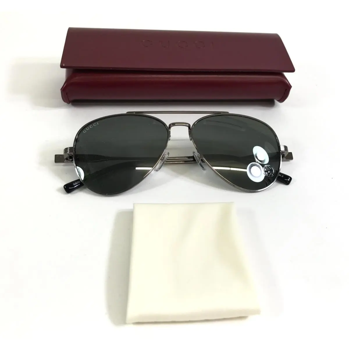 Gucci Sunglasses GG1874S 002 Silver Aviator Frames w/ Dark Gray Mirrored Lenses