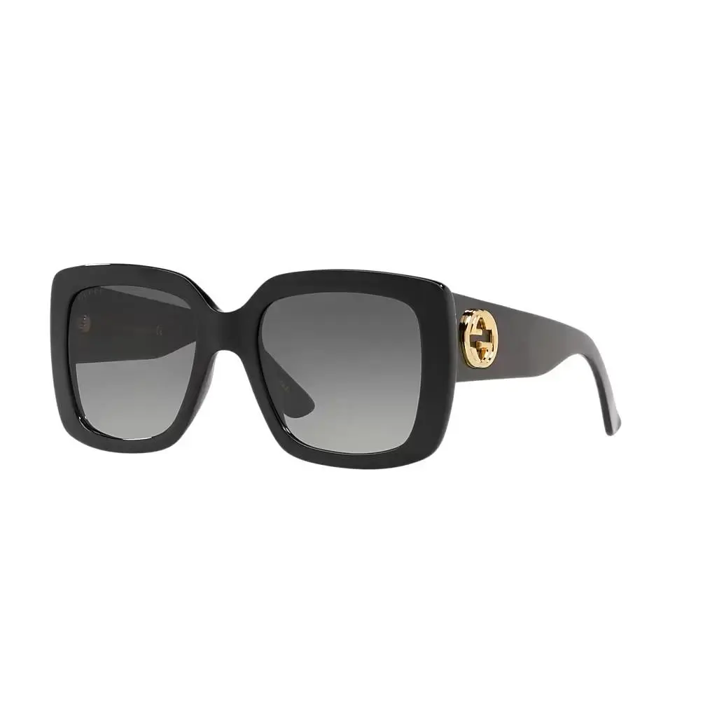 Gucci Womens Rectangle Black Sunglasses GG0141SN + Hard Case Soft Pouch Cloth