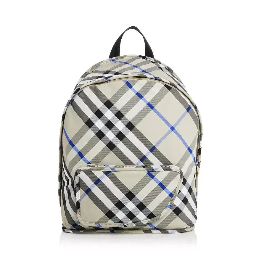 Burberry Backpack Shield Lichen Check Plaid Cream Unisex