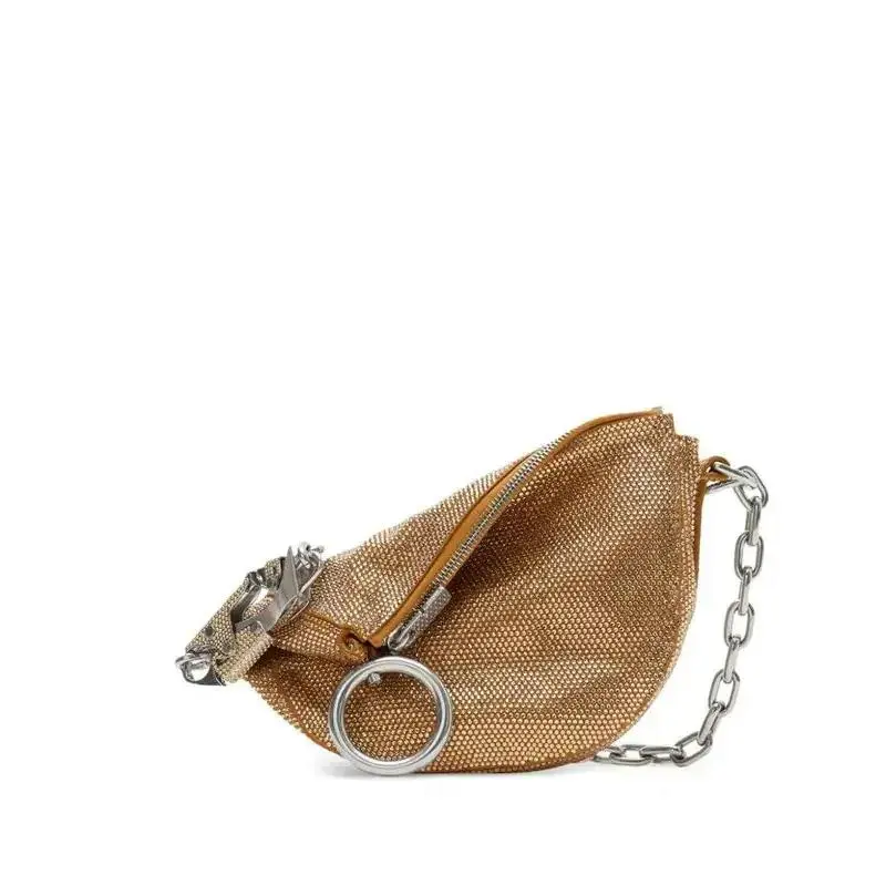 Authen. Burberry Women Topaz Mustard Knight Crystal Mini Shoulder Bag Clutch