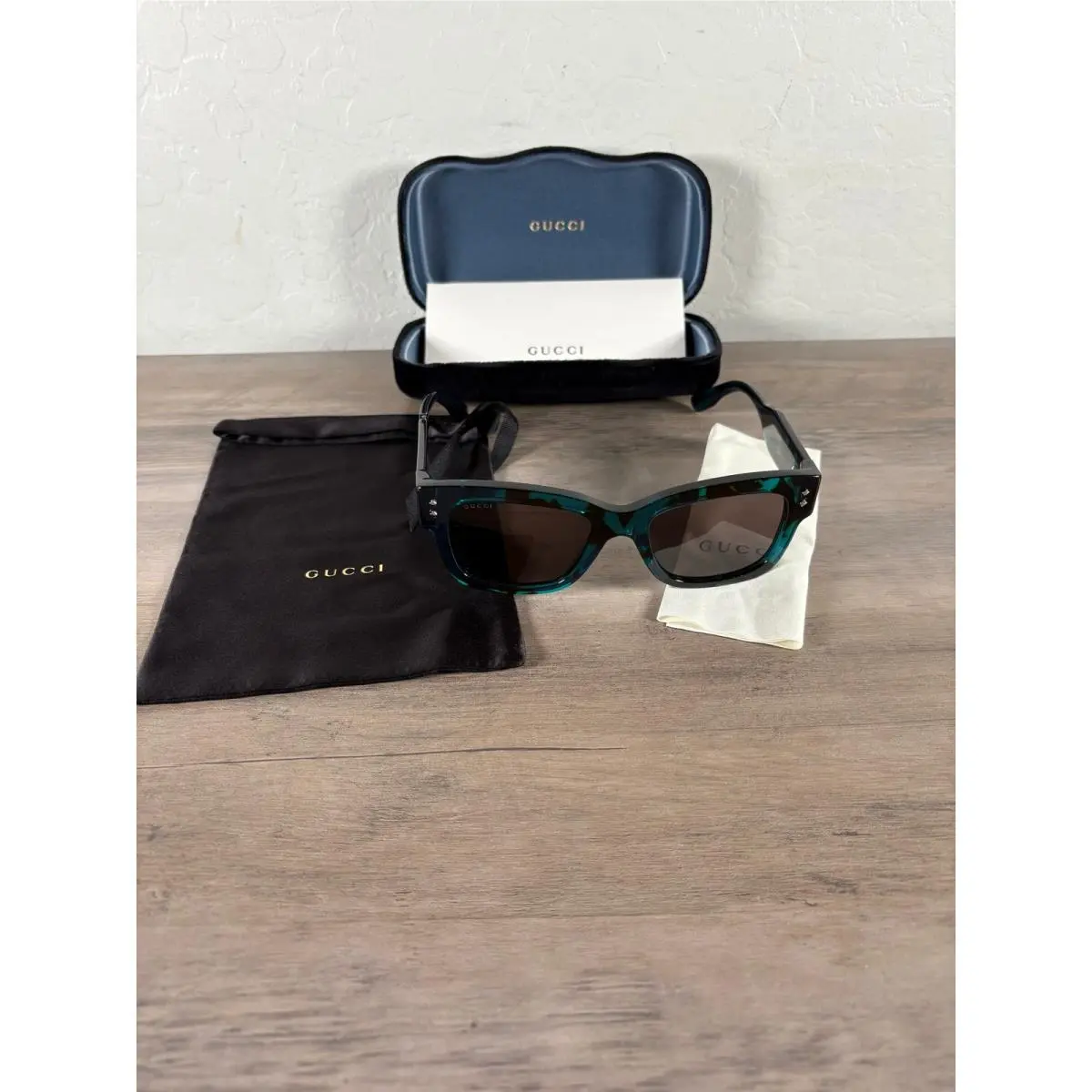Gucci Sunglasses GG1217/S 003 53mm Green Black- Case- Cloth- Case Bag