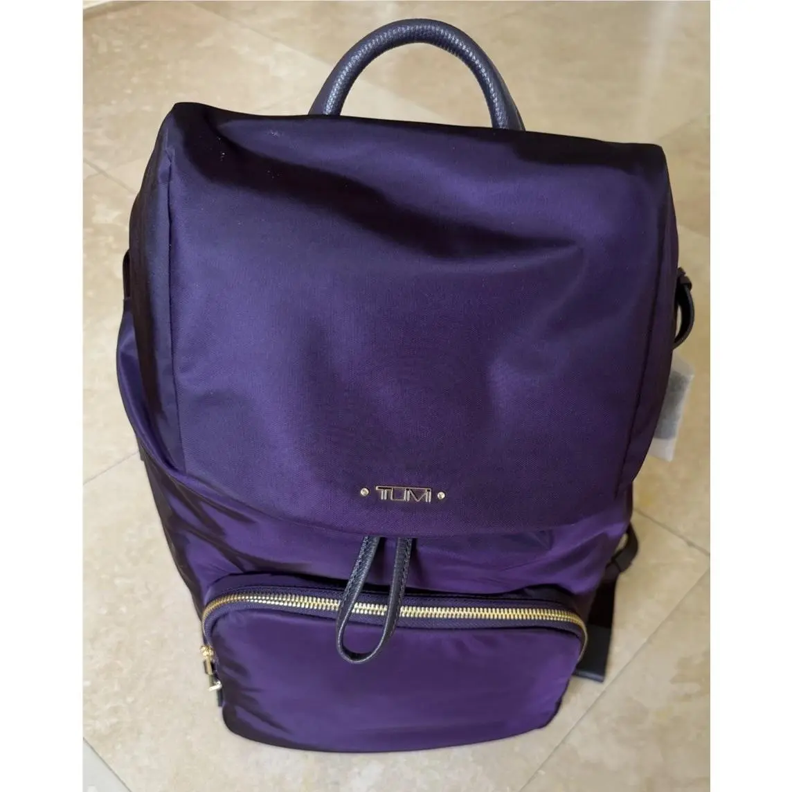 Tumi Voyageur Ryley 16.25” Nylon Laptop Backpack Blackberry Purple Gold Accents