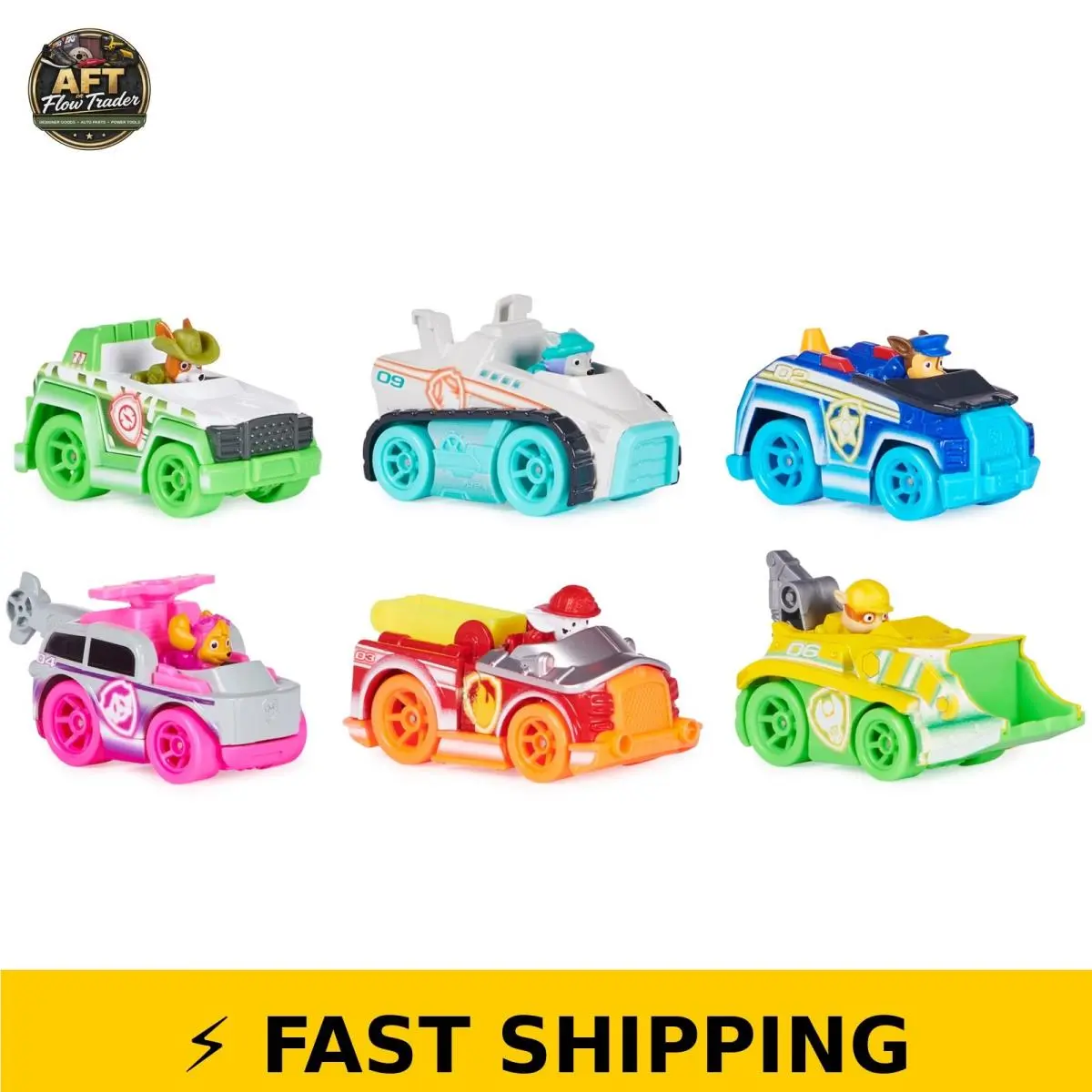 Paw Patrol Neon Rescue 6-Piece Die-cast Vehicles Gift Pack