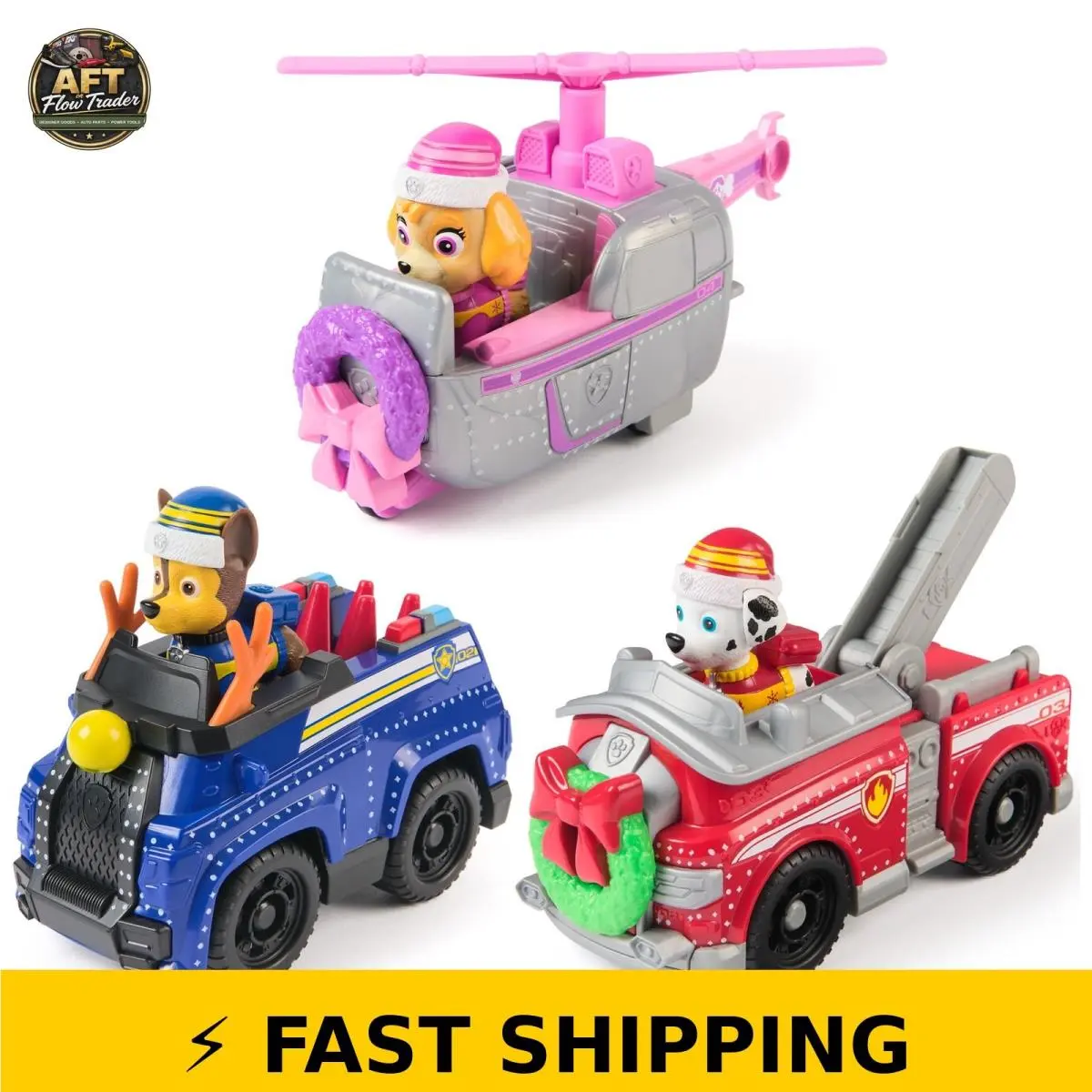 Paw Patrol Holiday Vehicle Bundle - Chase Marshall Skye