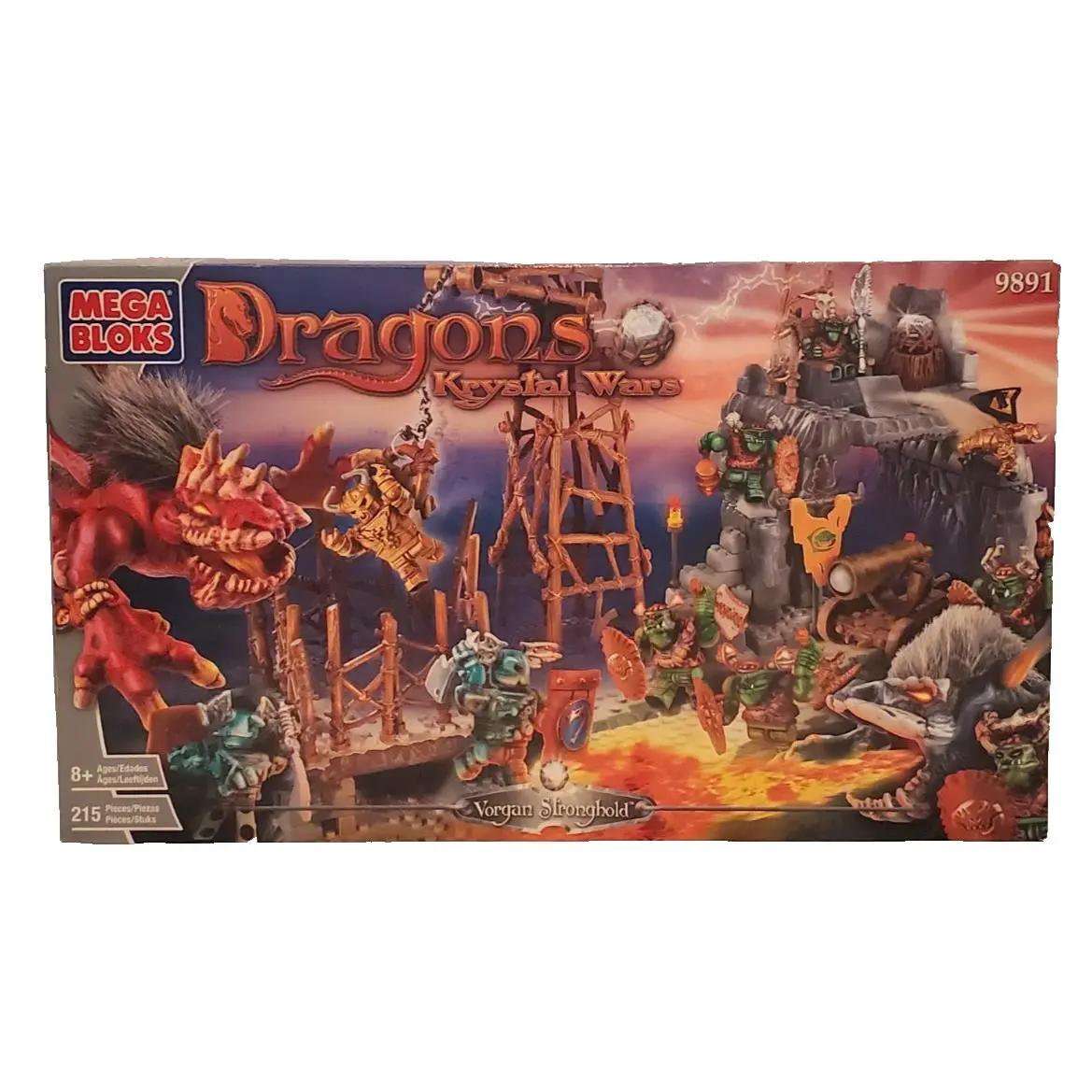 Mega Bloks 9891 Vorgan Stronghold Dragons Krystal Wars Set with Manuals