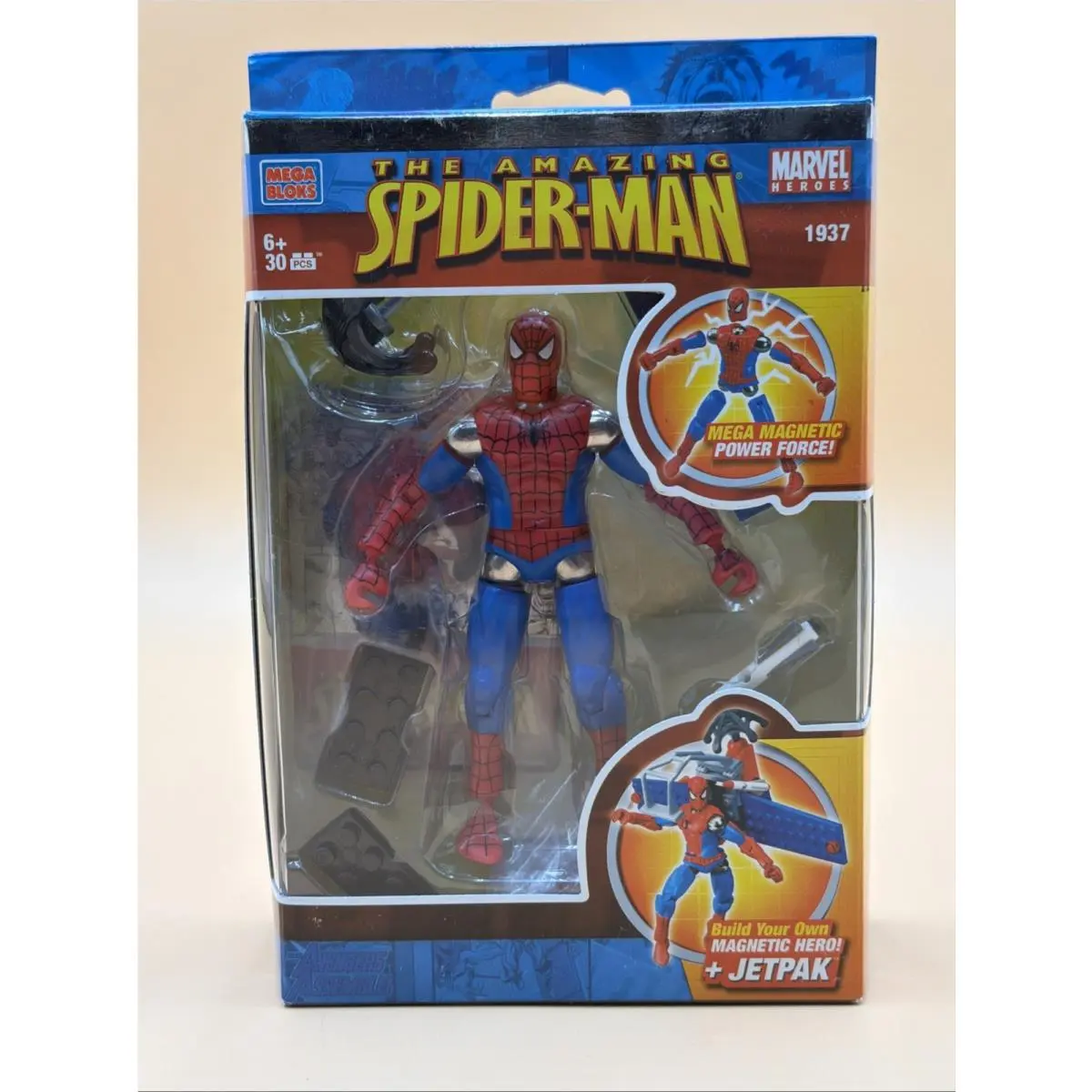 2006 Mega Bloks Magnetic Spider-man Jetpack 1937 30pcs 5” Figure