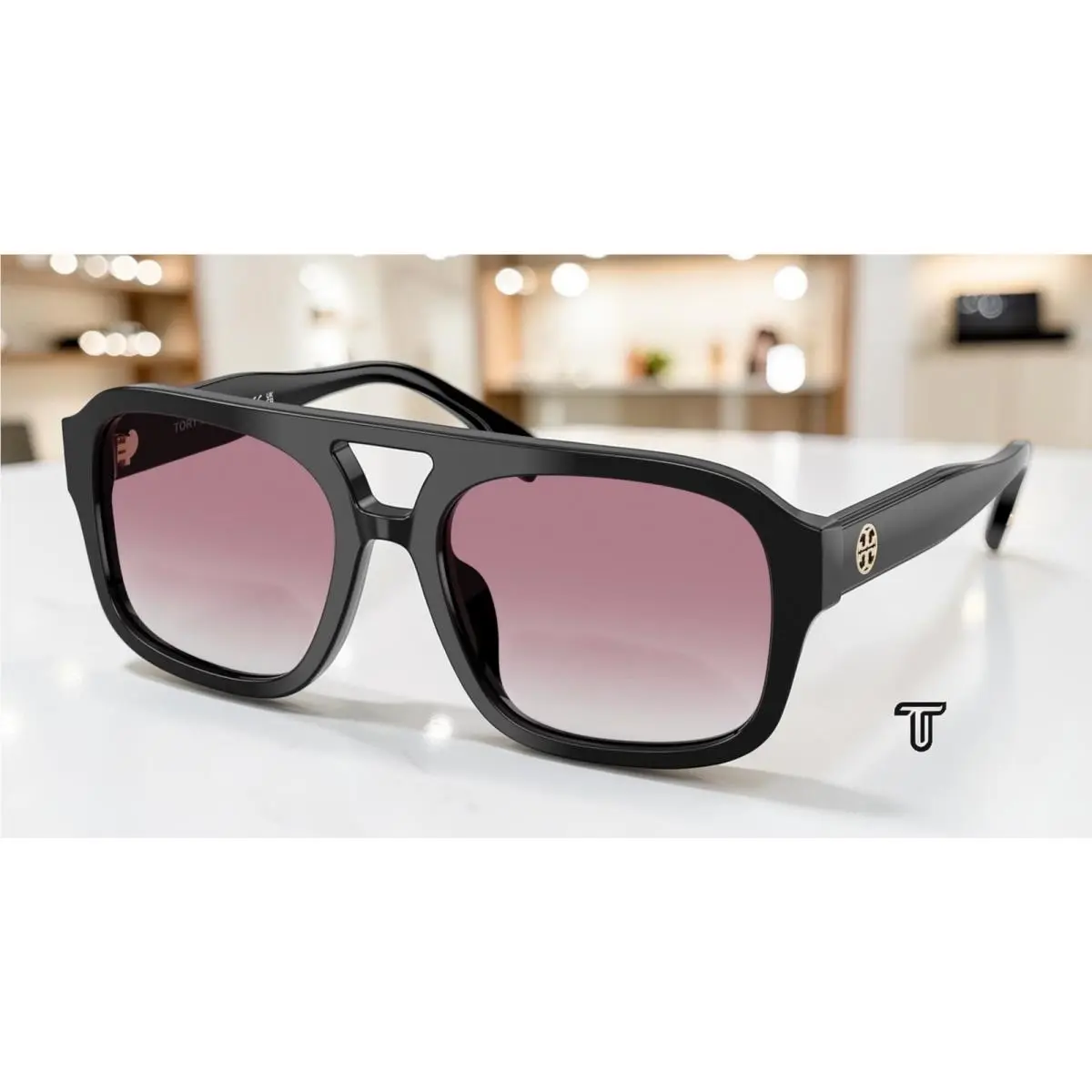 Tory Burch TY7224U 170973 Black Grey Gradient Violet 55 mm Women`s Sunglasses