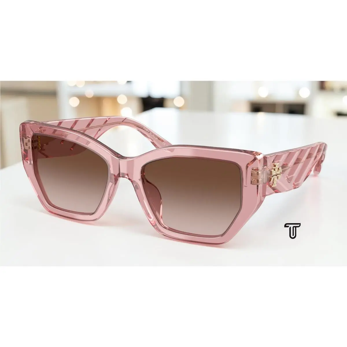 Tory Burch TY7187U 202113 Trans Pink Brown Gradient 53 mm Women`s Sunglasses