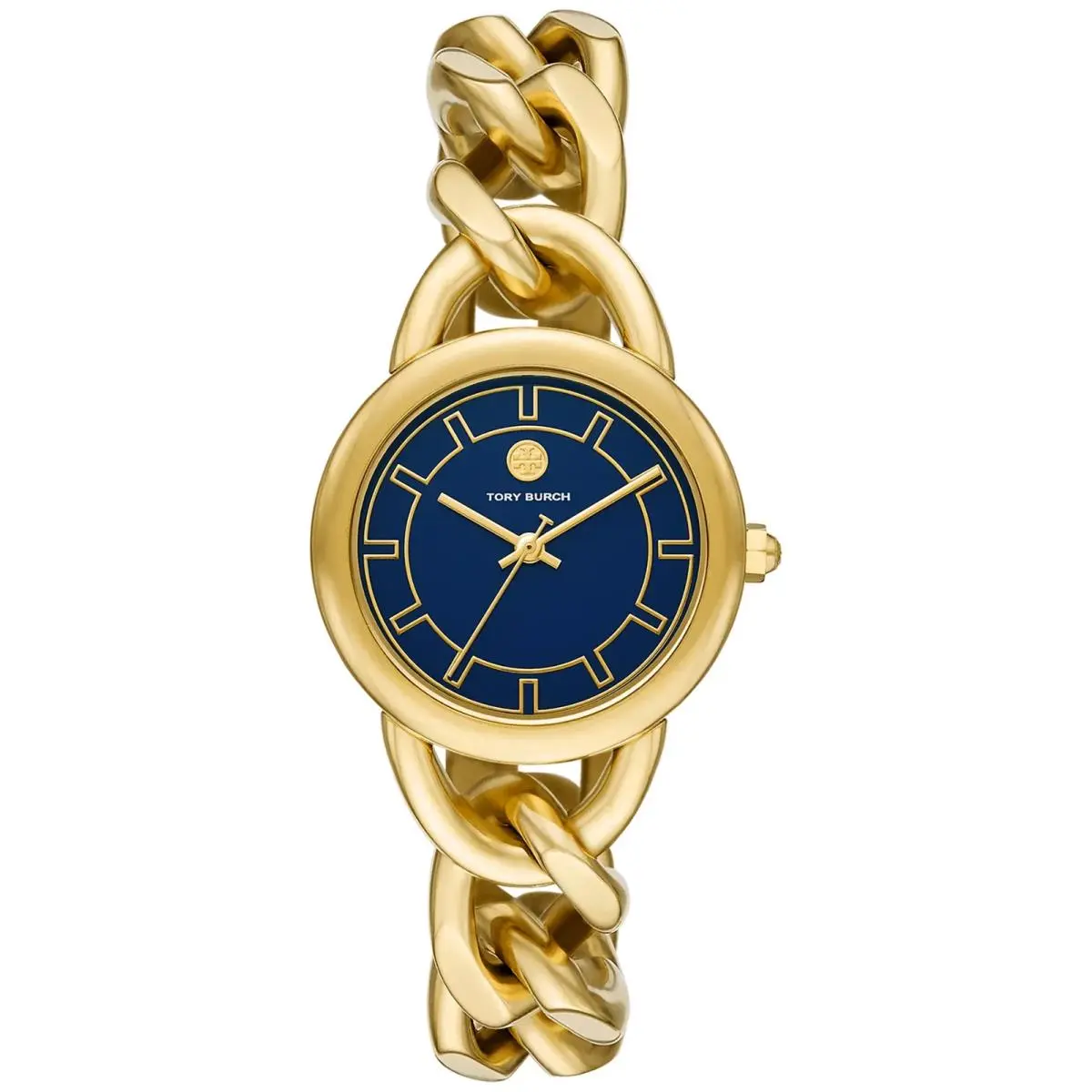 Tory Burch Gold Tone Chain Bracelet Watch Blue Dial TBW212 –