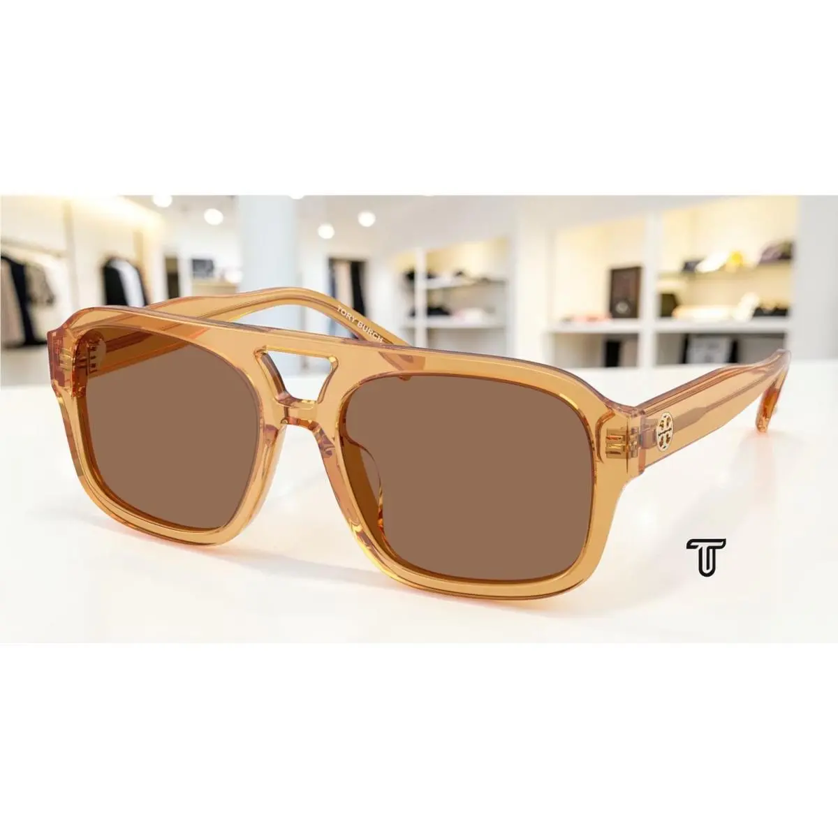 Tory Burch TY7224U 205584 Yellow Brown Solid Brown 55 mm Women`s Sunglasses