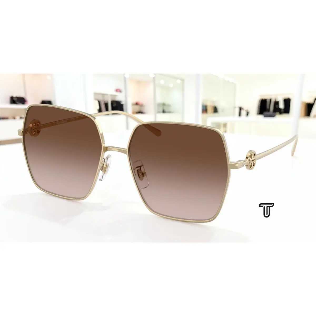 Tory Burch TY6118D 336213 Brushed Light Gold Brown Grad 58 mm Women`s Sunglasses