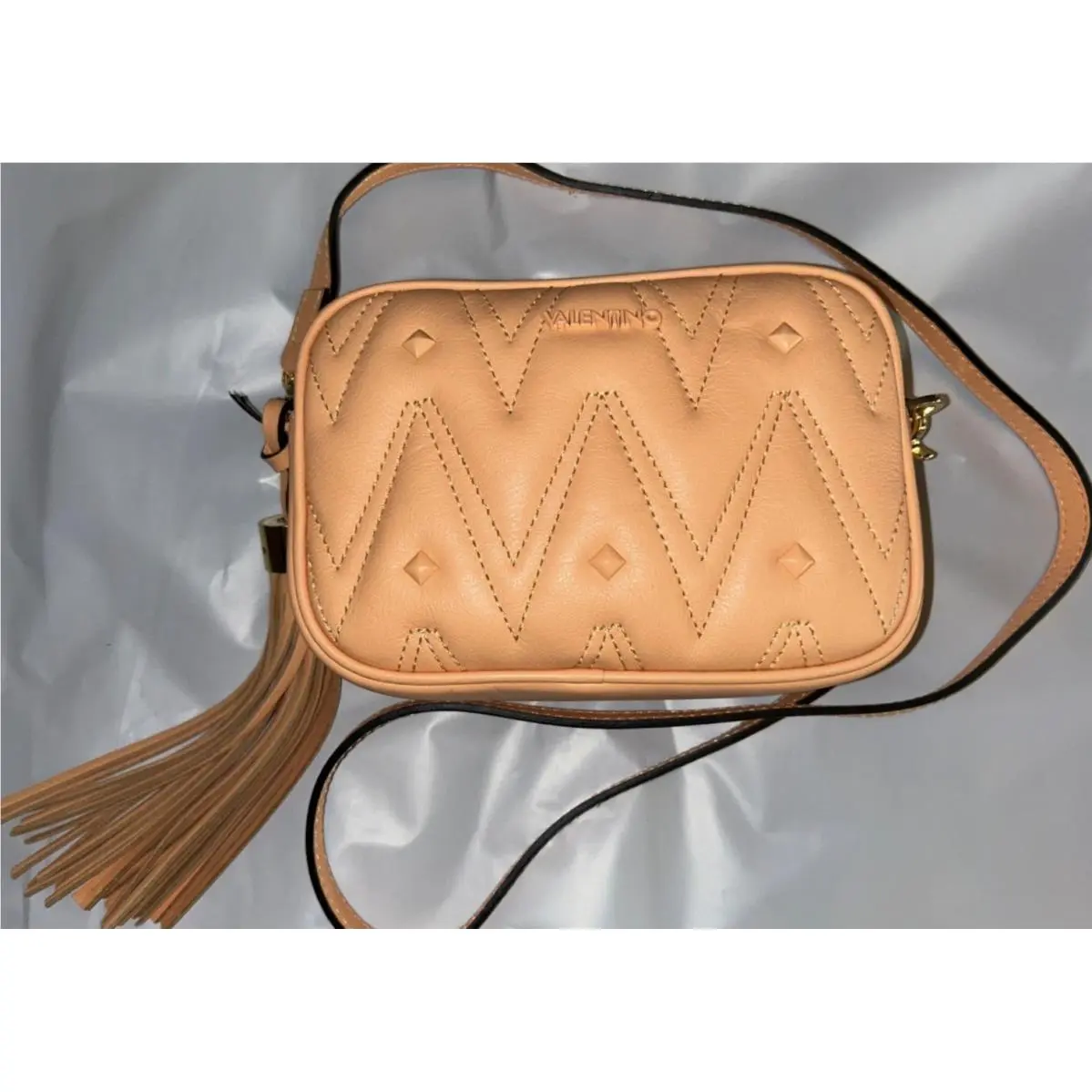 Valentino by Mario Valentino Leather Crossbody Bag Peach Gold