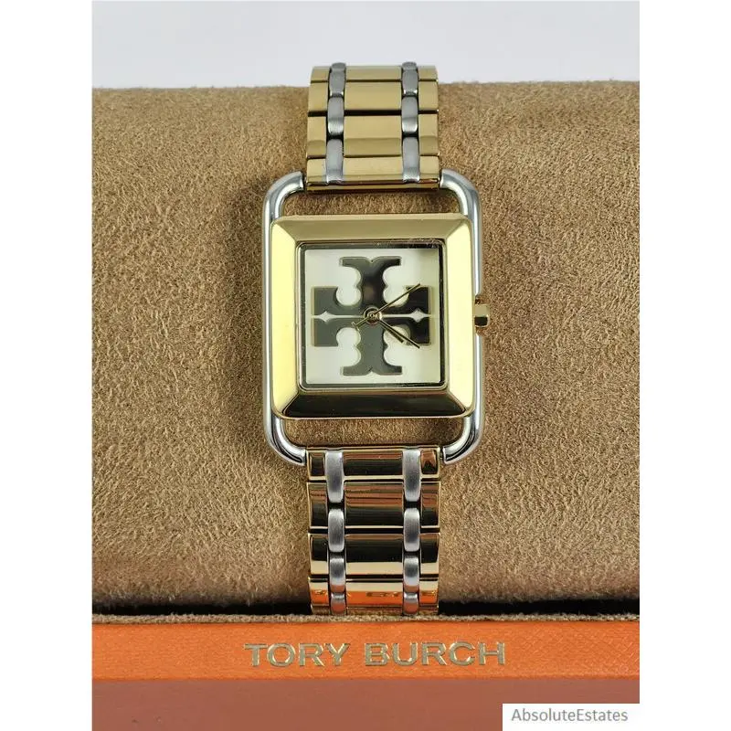 Tory Burch Two Tone Gold Silver Miller Ladies Watch TBW6013 Logo Box