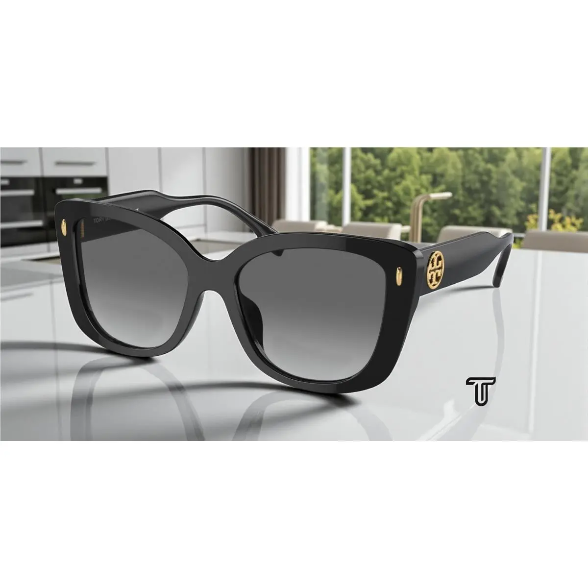 Tory Burch TY7198U 170911 Black Grey Gradient Dark Grey 54 mm Women`s Sunglasses