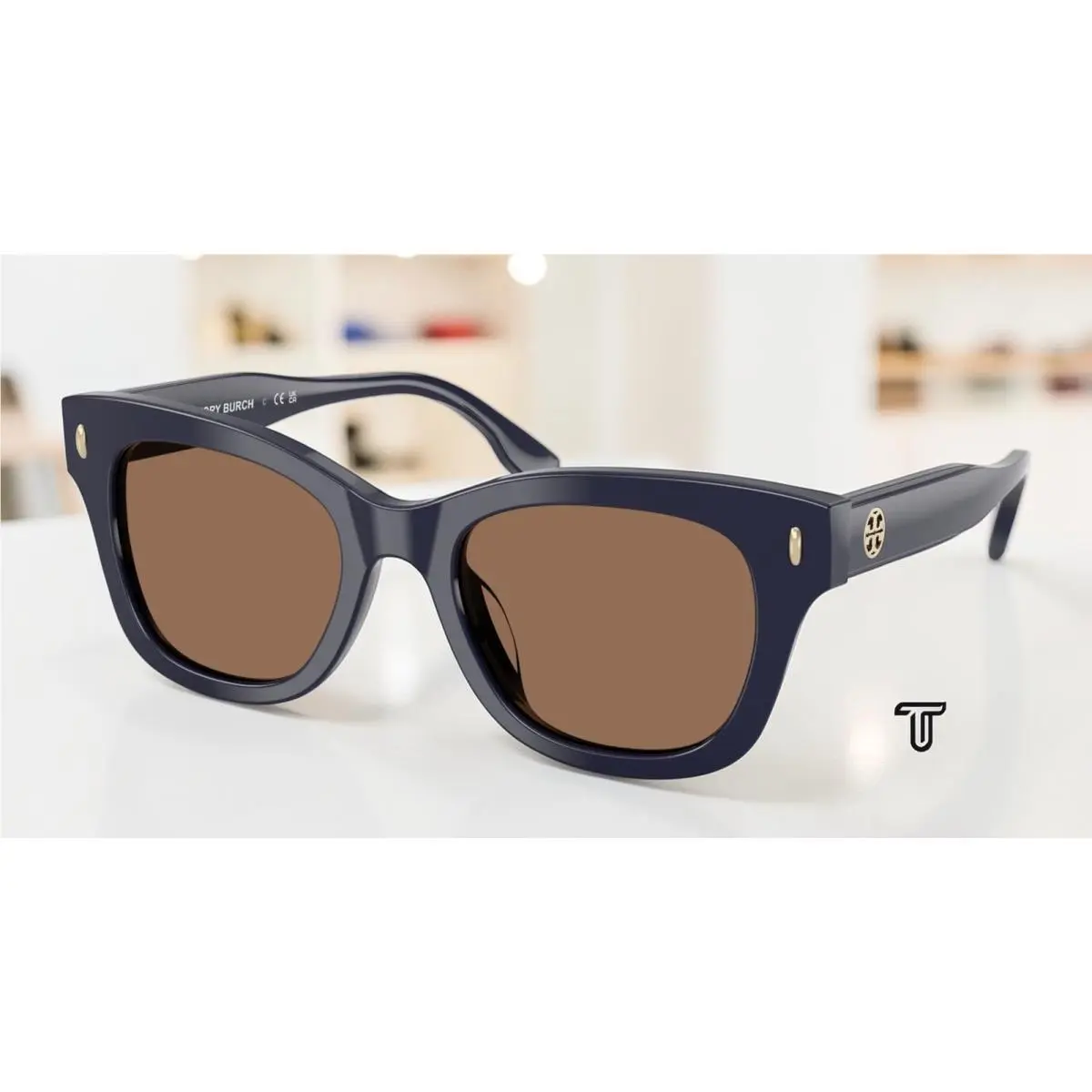 Tory Burch TY7225U 199373 Navy Solid Brown 51 mm Women`s Sunglasses