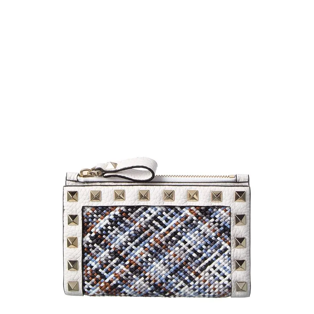 Valentino Rockstud Leather Card Case Women`s White