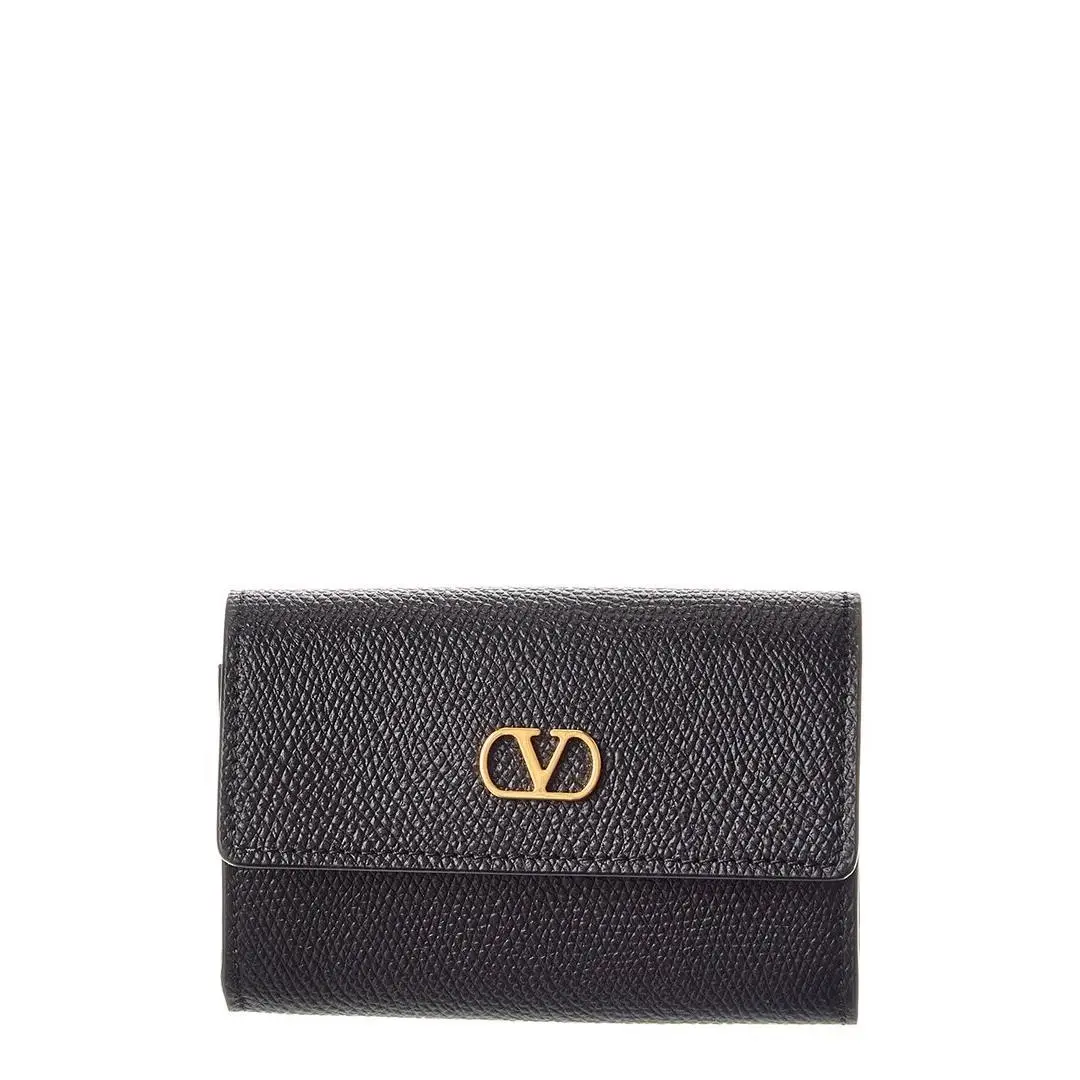 Valentino Vlogo Leather Card Case Women`s Black