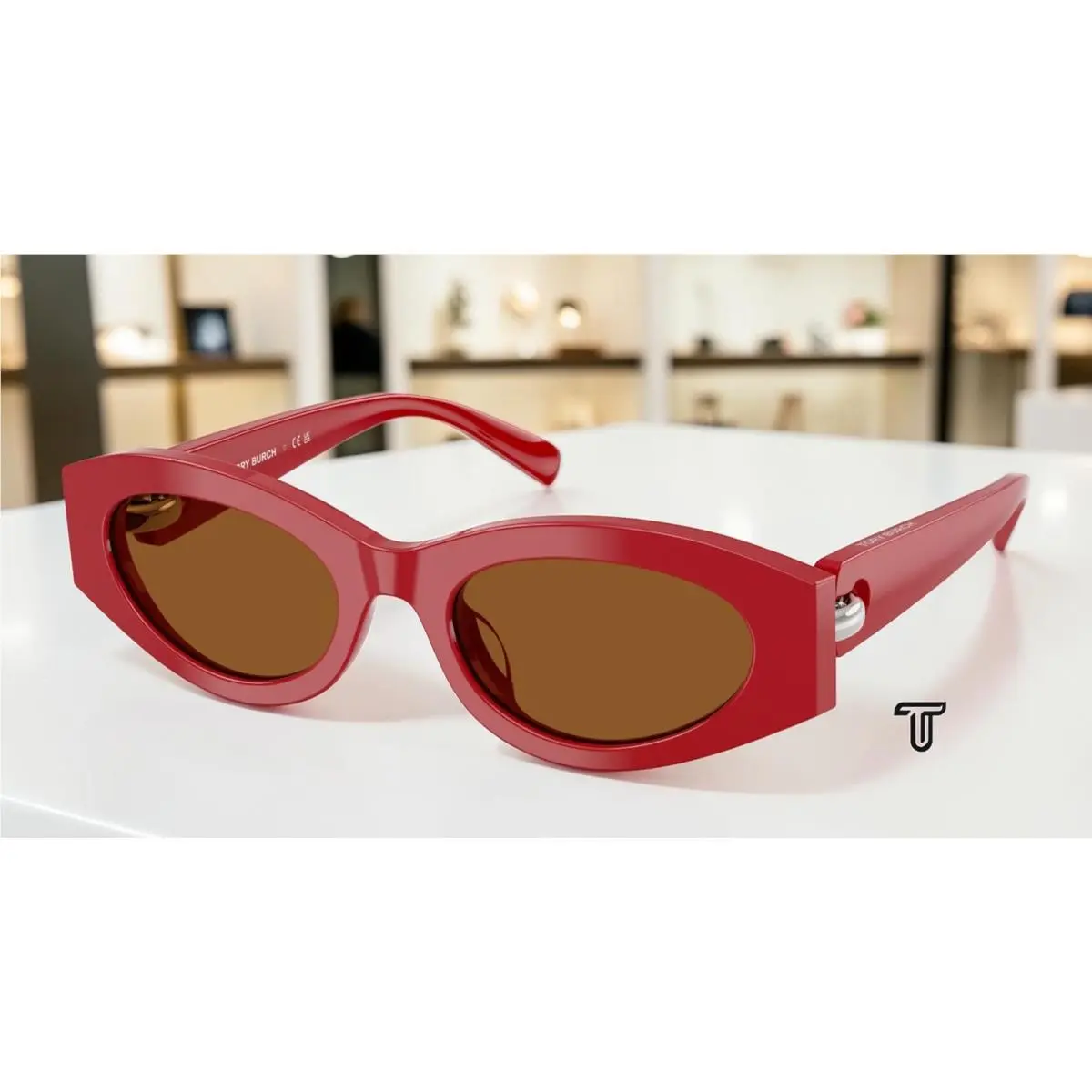 Tory Burch TY7222U 189373 Red Dark Brown 52 mm Women`s Sunglasses