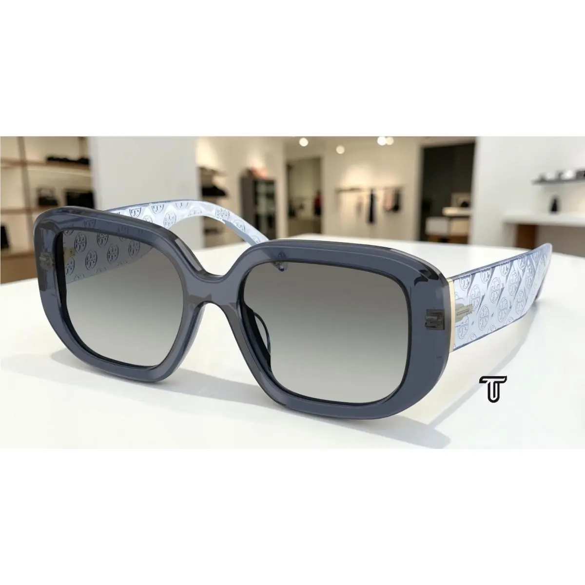 Tory Burch TY7218U 196311 Transparent Blue Gradient Grey 54mm Women`s Sunglasses