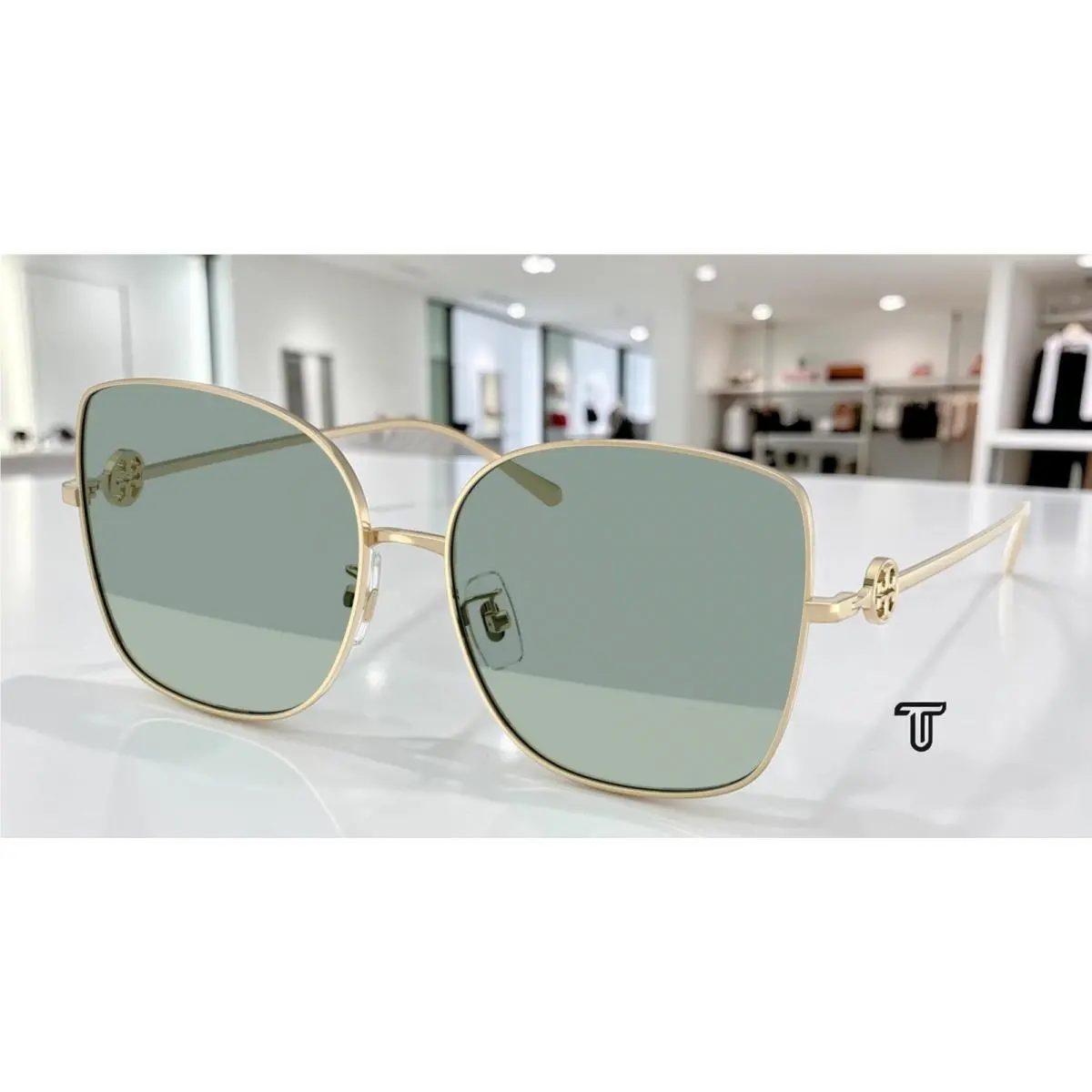 Tory Burch TY6106D 33462A Shiny Light Gold Green 60 mm Women`s Sunglasses