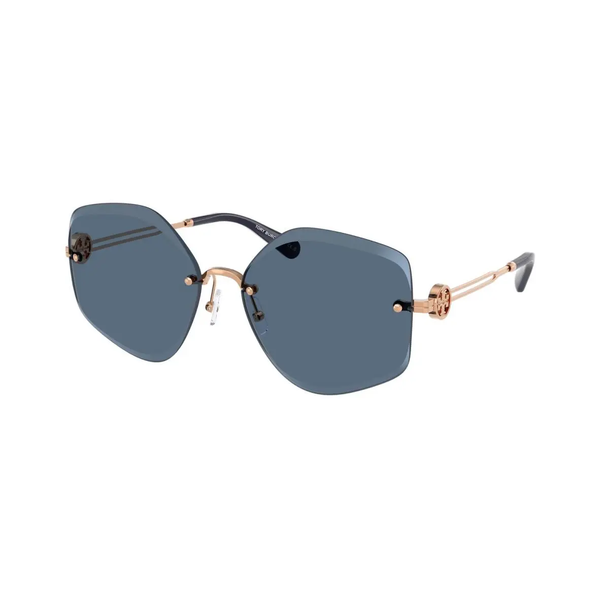 Tory Burch TY6111 33534L Shiny Rose Gold Dark Blue 58 mm Women`s Sunglasses