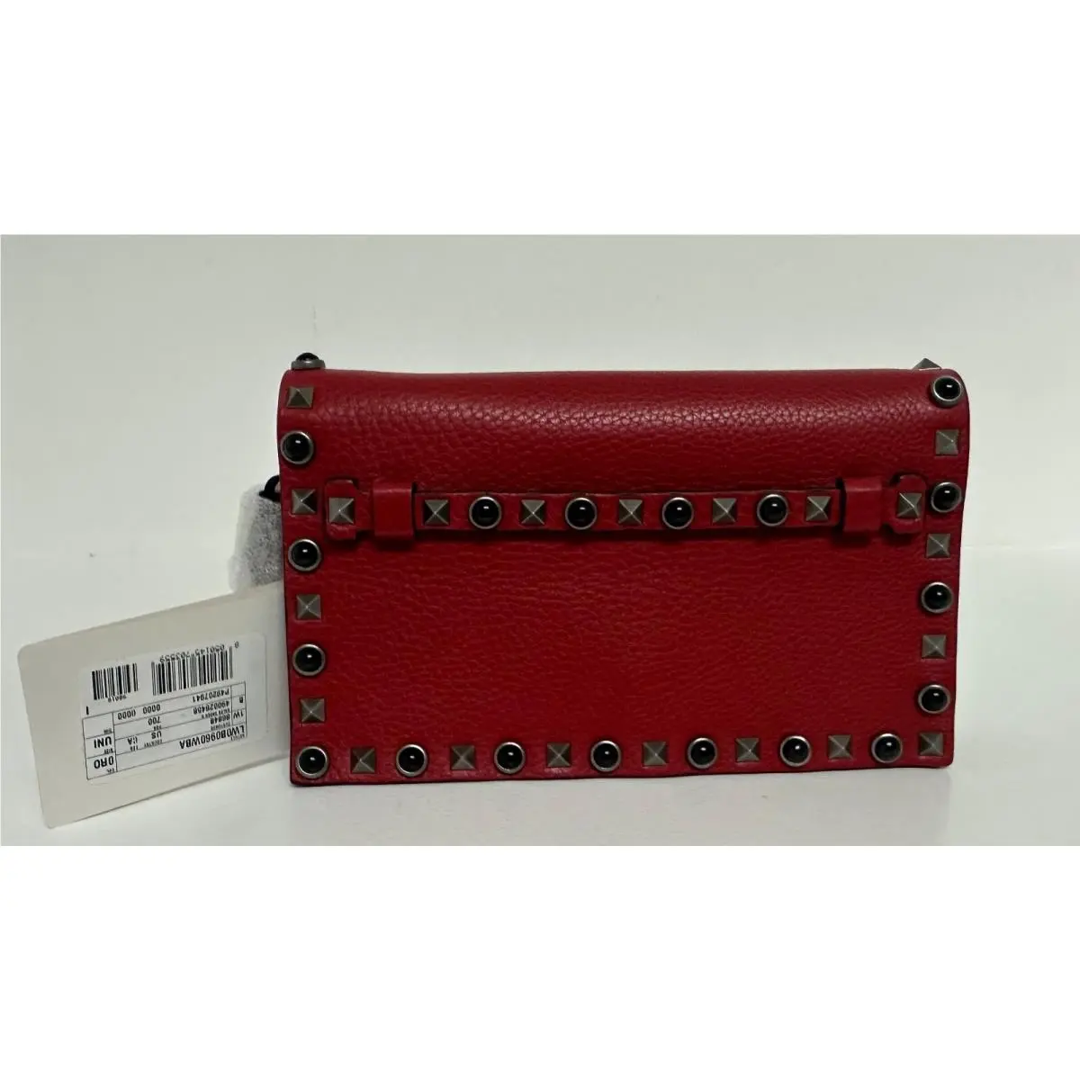 Valentino Rockstud Red Small Beaded Clutch Bag