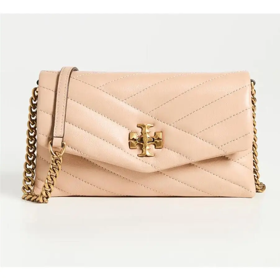 Tory Burch Kira Wallet On A Chain Woc Leather Crossbody Bag Devon Sand Authn