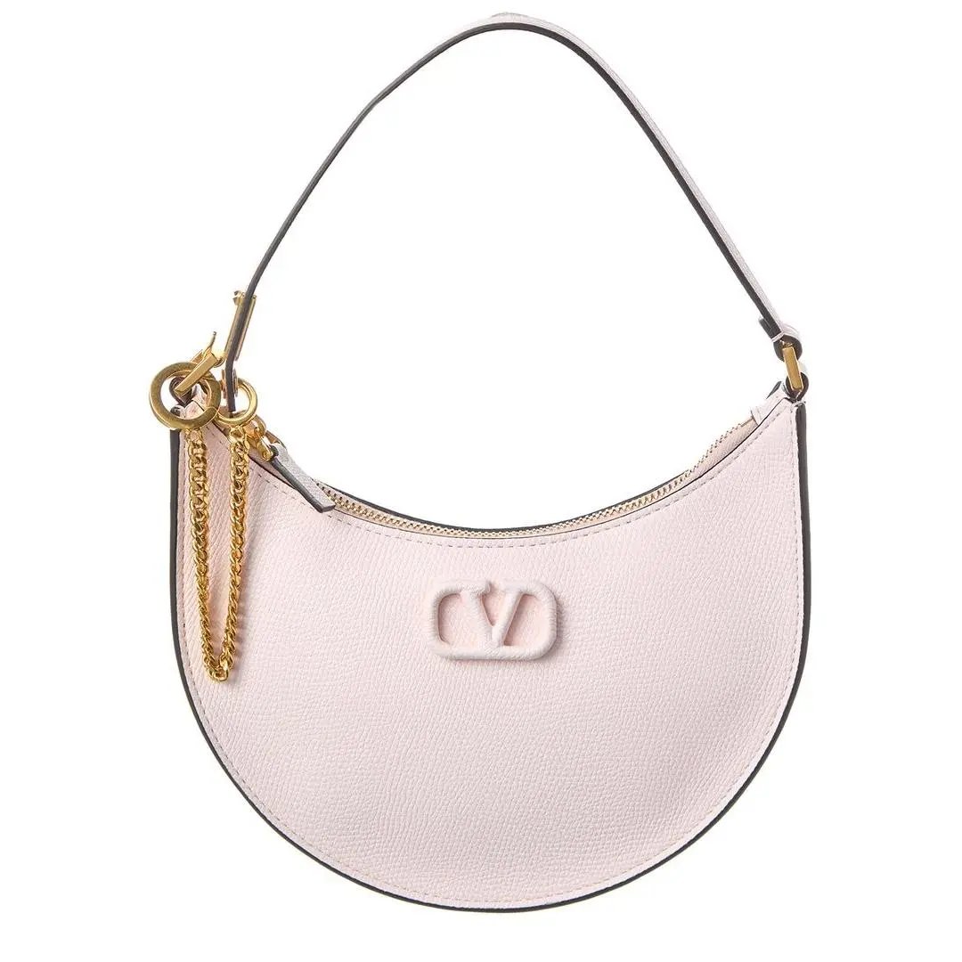 Valentino Vlogo Grainy Leather Shoulder Bag Women`s Pink