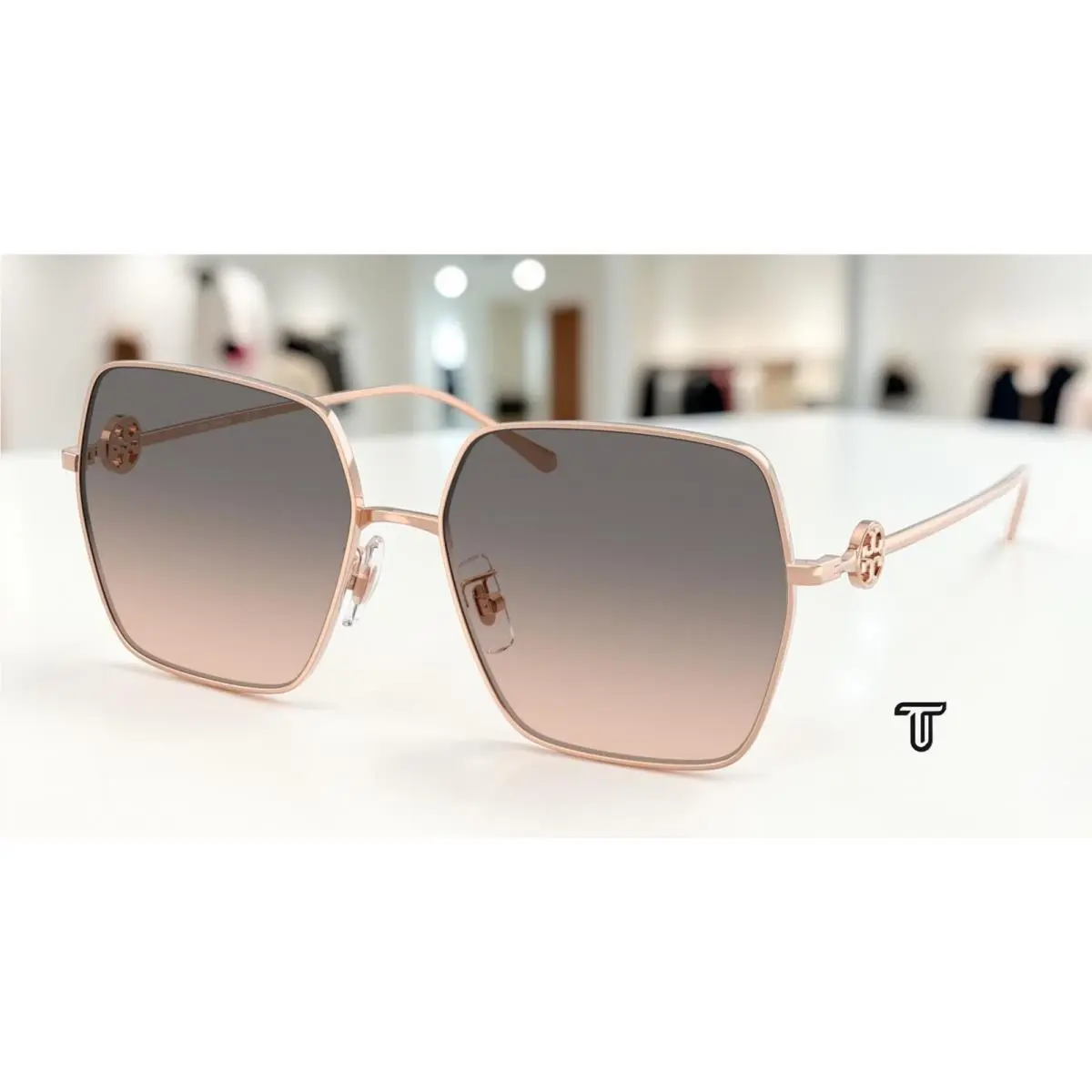 Tory Burch TY6118D 3358G9 Light Rose Gold Brown Grad Grey 58mm Womens Sunglasses