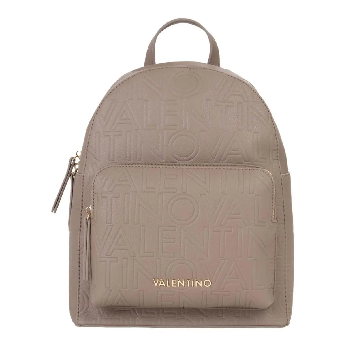 Mario Valentino Pansy Backpack Taupe Logo Embossed Casual Rucksack Bag