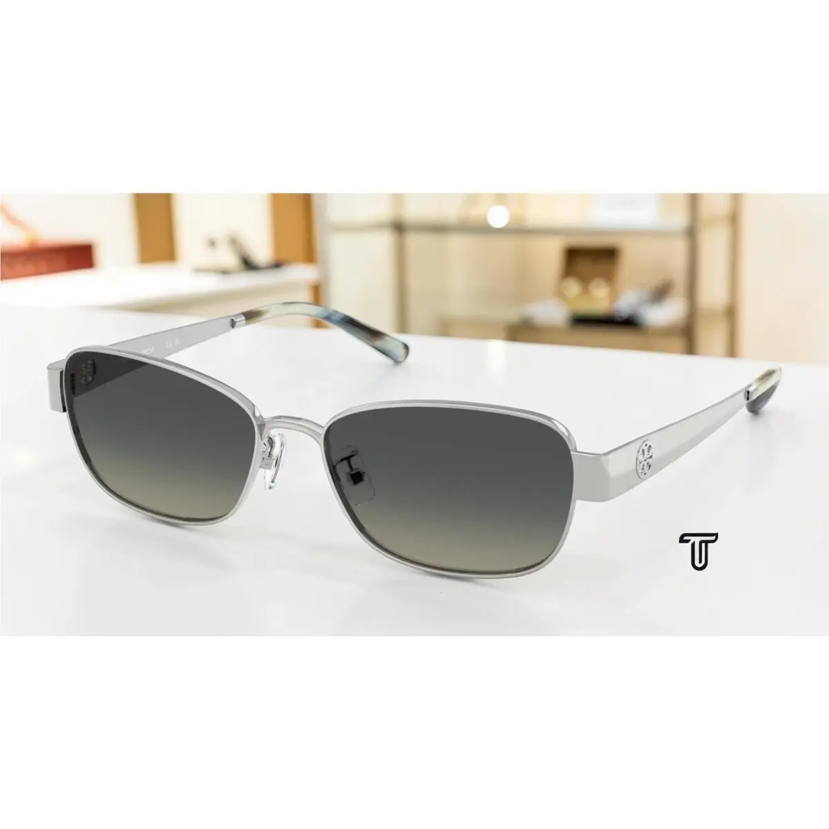 Tory Burch TY6119 327411 Silver Light Grey Gradient Grey 55mm Women Sunglasses