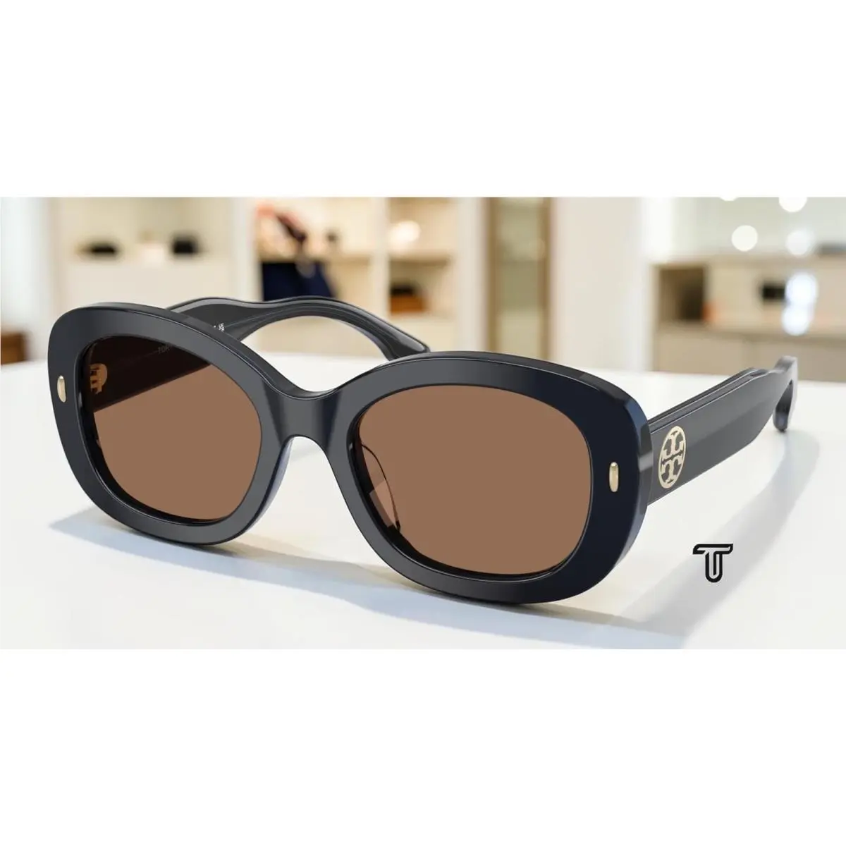 Tory Burch TY7226U 205773 Blue Crystal Solid Brown 52 mm Women`s Sunglasses