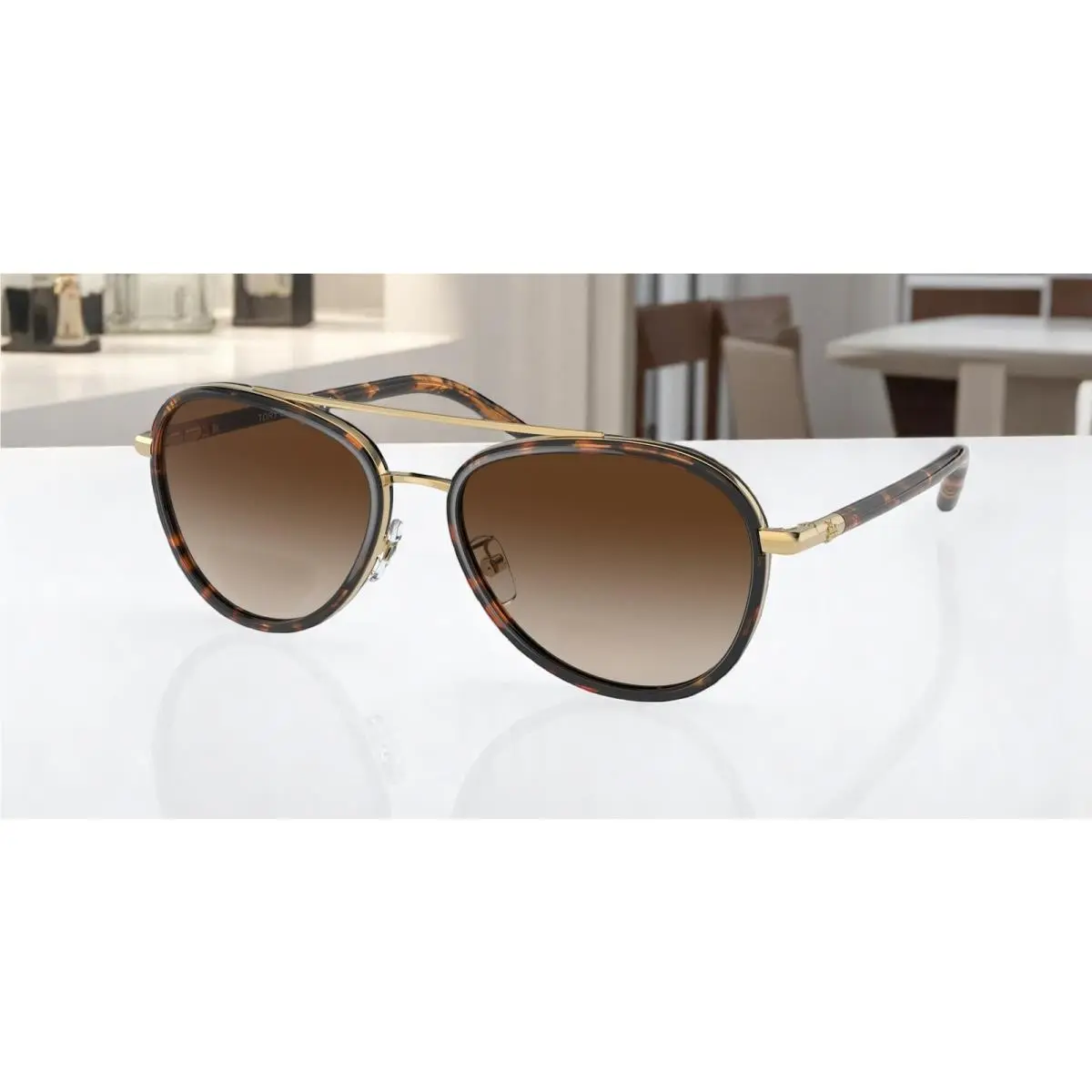 Tory Burch TY6089 330413 Dark Tortoise Brown Gradient 57 mm Women`s Sunglasses