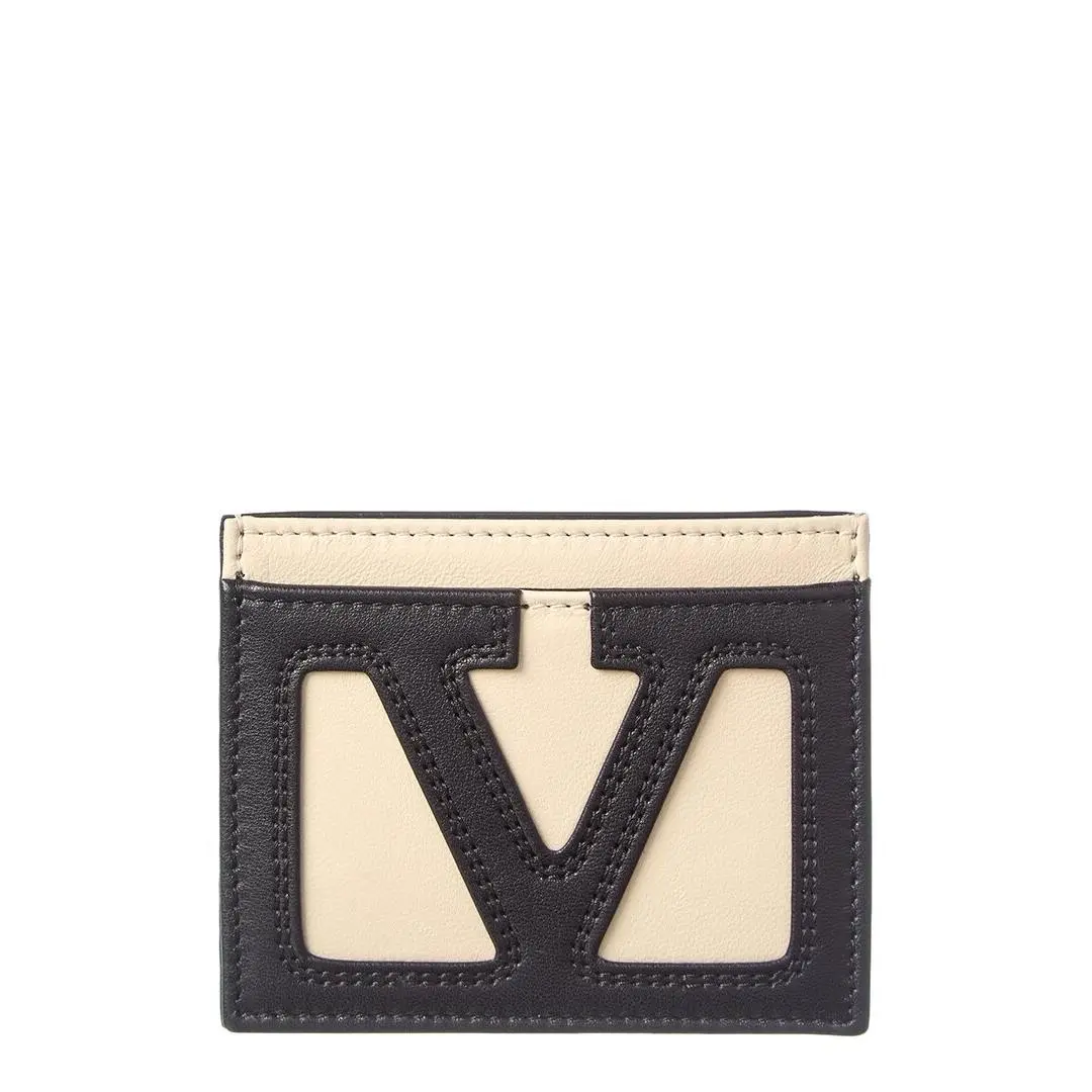 Valentino Vlogo Leather Card Case Women`s Tan