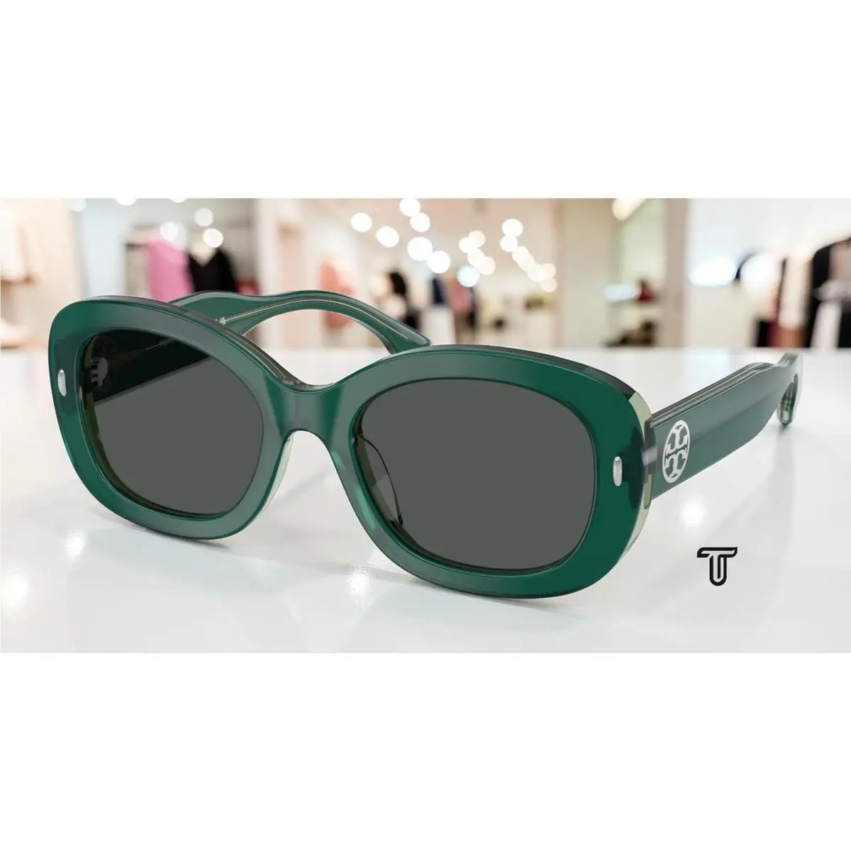 Tory Burch TY7226U 205487 Dark Green Transparent Sage Grey 52mm Women Sunglasses